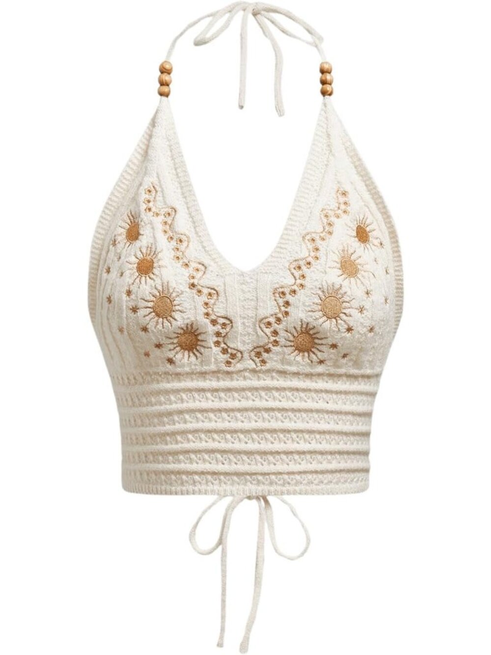 Boho Crochet Halter Crop Top - Tie Backless Hippie Style Women's Fashion